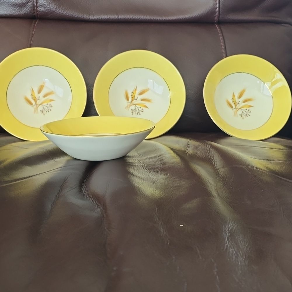 Century Service Corporation Autumn Gold Wheat Dessert Bowls – Set of 4 (5.5”)